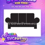 Free Black Sofa Free Simple Furniture Home Outline Free SVG - Instant Download