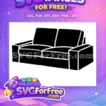 Free Black Two Seater Free Comfortable Furniture Couch Silhouette Free SVG - Instant Download
