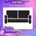 Free Black Couch Silhouette Free Two-Seater Loveseat Furniture Free SVG - Instant Download