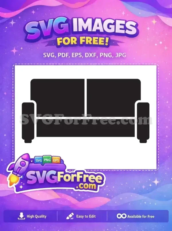 Free Black Couch Silhouette Free Two-Seater Loveseat Furniture Free SVG