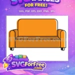 Free Vibrant Orange Free Living Room Sofa Couch Silhouette Free SVG - Instant Download