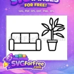 Free Couch Silhouette Free Potted Plant Home Decor Free SVG - Instant Download