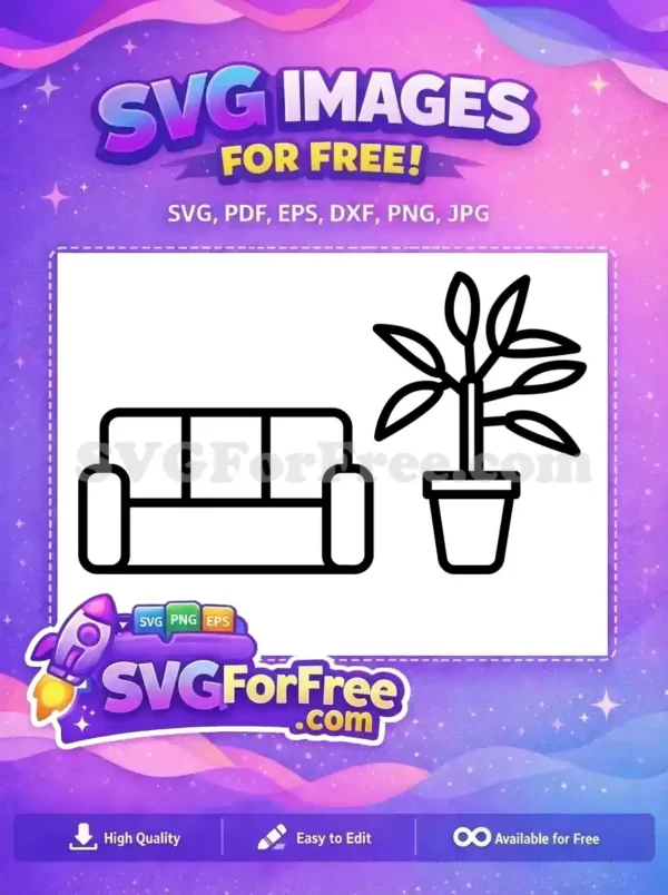 Free Couch Silhouette Free Potted Plant Home Decor Free SVG