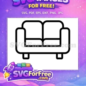 Free black outline Free two seater Couch Free SVG
