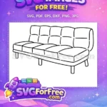 Free Black Line Art Free Minimalist Furniture Couch Silhouette Free SVG - Instant Download