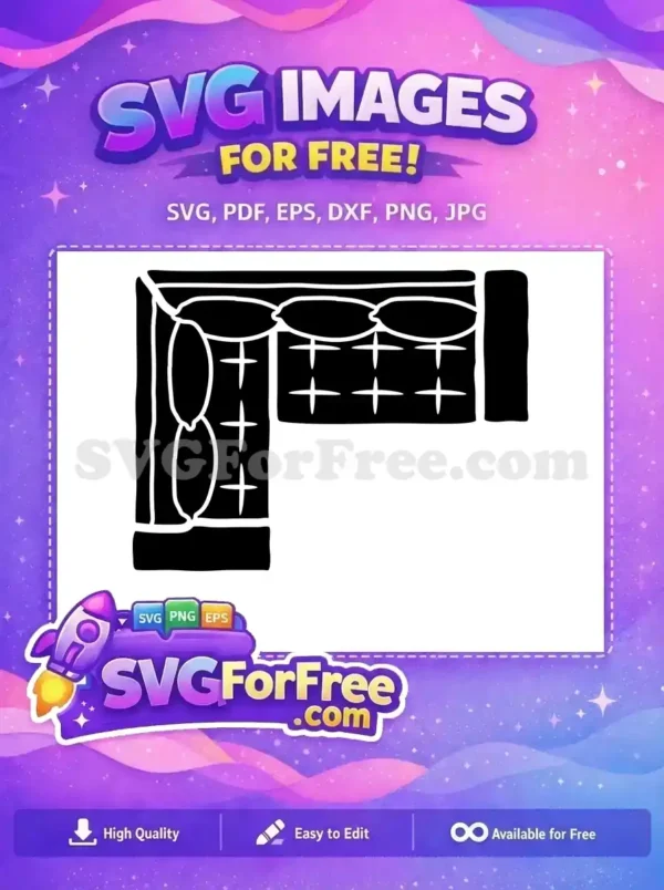 Free Corner Sectional Sofa Free Modern Tufted Couch Silhouette Free SVG