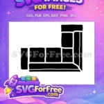 Free Black L-shaped Couch Free Popular Sitcom Furniture Friends Show Free SVG - Instant Download