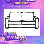 Free Black Outline Couch Free Living Room Furniture Silhouette Free SVG - Instant Download