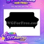Free Rounded Arm Black Free Comfortable Seating Couch Silhouette Free SVG - Instant Download