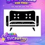 Free Black White Tufted Sofa Free Home Living Couch Silhouette Free SVG - Instant Download