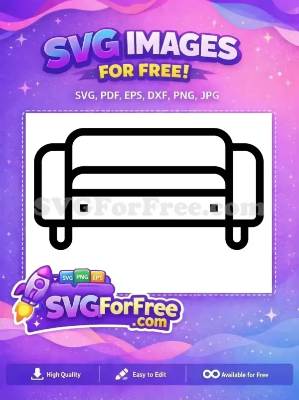 Free Minimalist Loveseat Silhouette Free Comfy Two-Seater Living Room Furniture Free SVG