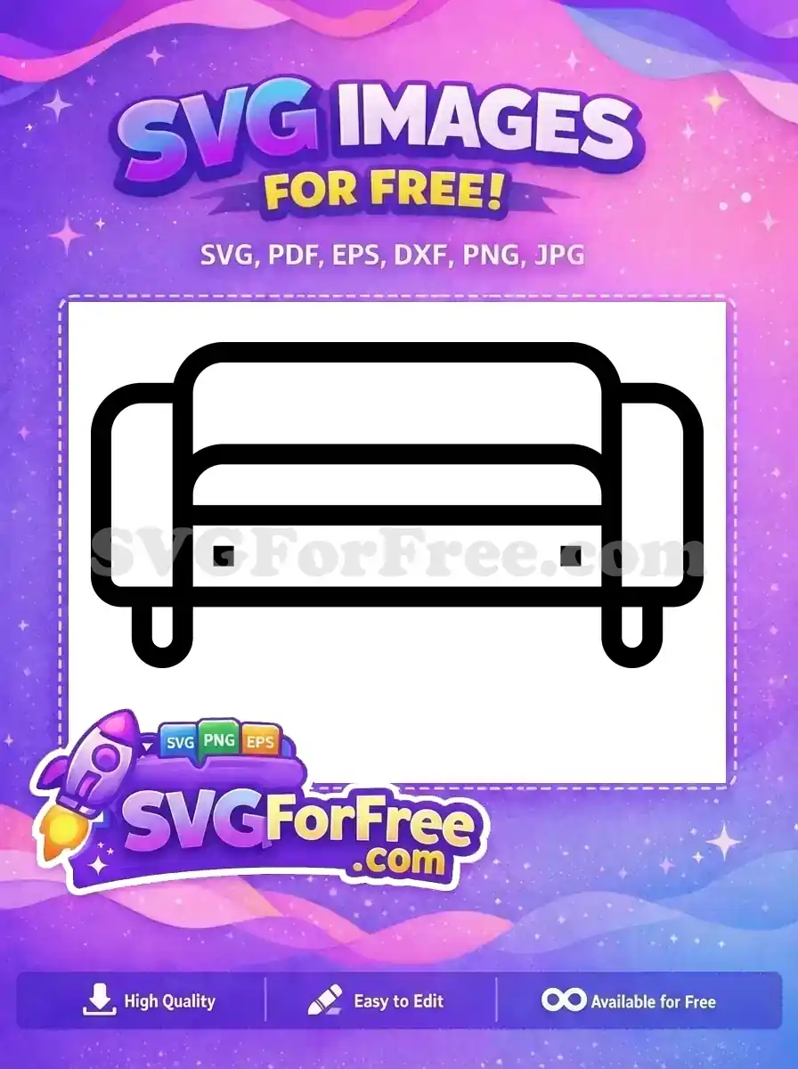 Free Minimalist Loveseat Silhouette Free Comfy Two-Seater Living Room Furniture Free SVG