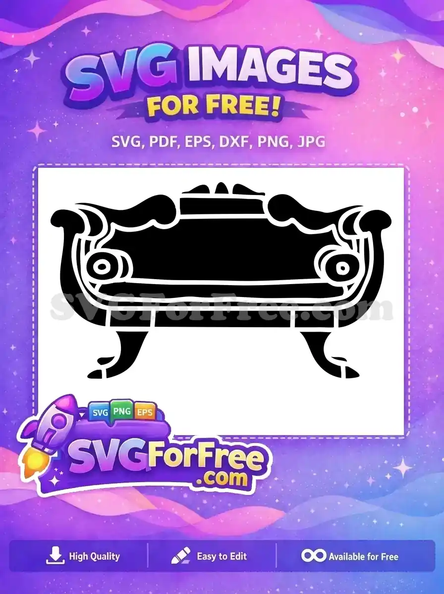 Free Elegant Ornate Black Free Vintage Decorative Couch Silhouette Free SVG