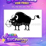 Free Grumpy Black Bull Free Cartoon Furious Expression Cow Bull Free SVG - Instant Download
