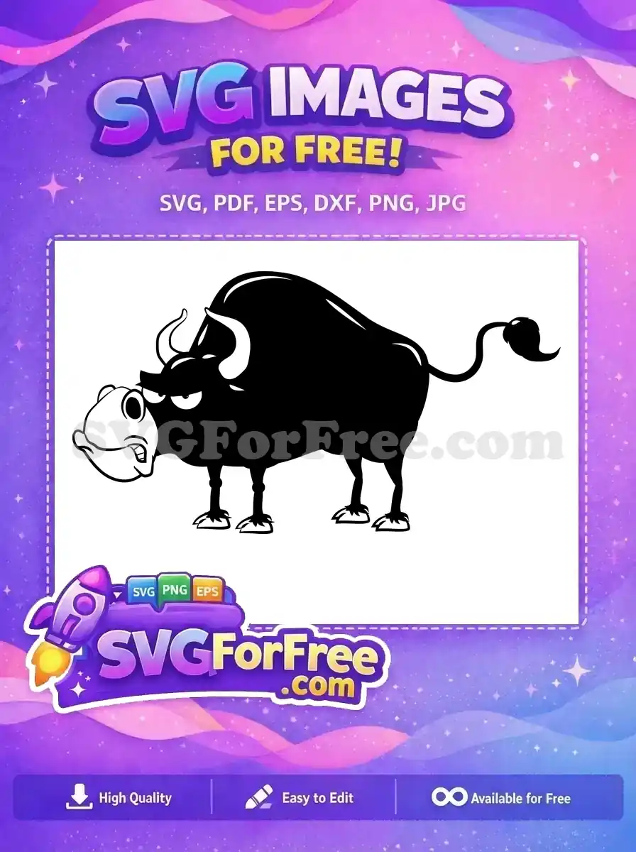 Free Grumpy Black Bull Free Cartoon Furious Expression Cow Bull Free SVG