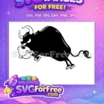 Free Angry Black Bull Free White Horns Charging Cow Bull Free SVG - Instant Download