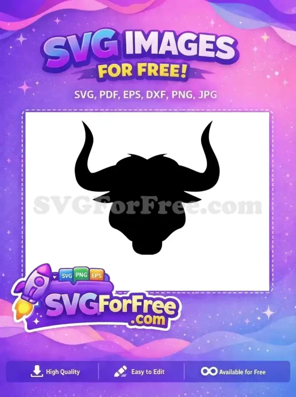 Free Black Bull Free Horned Silhouette Cow Design Free SVG