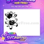 Free Happy Black White Cow Free Dancing Expression Cow Bull Free SVG - Instant Download