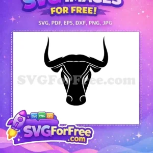 Free Black Bull Head Free Strong Horns Farm Animal Free SVG 1