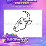 Free Fierce Black Bull Head Free Curved Horns Taurus Free SVG - Instant Download