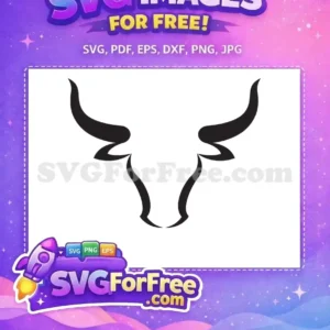 Free Black Bull Head Free Stylized Horns Cow Bull Design Free SVG