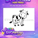 Free Happy Winking Black White Cow Free Udder Farm Animal Free SVG - Instant Download