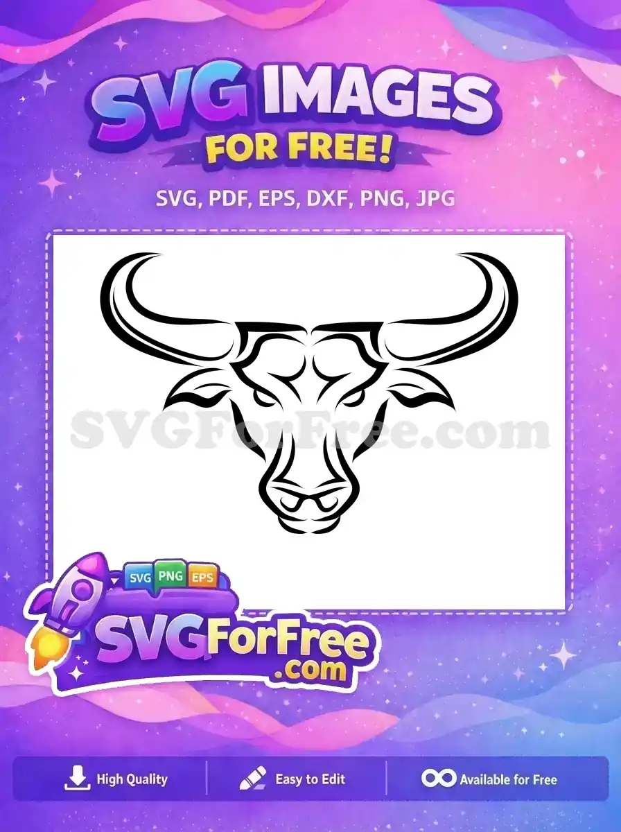 Free Tribal Bull Head Free Strong Horns Powerful Bull Design Free SVG