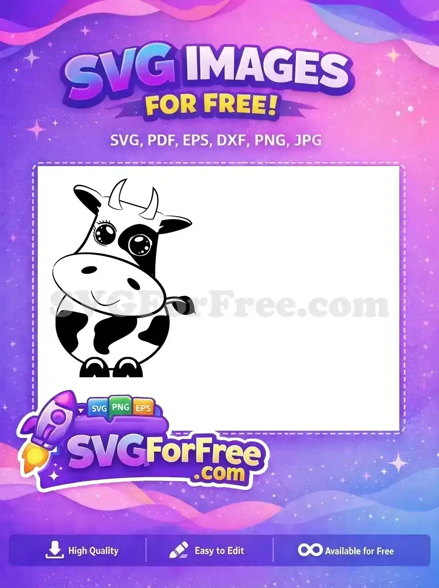 Free Cute Spotted Free Happy Face Cow Bull Design Free SVG