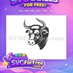 Free Powerful Black Bull Free Majestic Horns Strong Mascot Free SVG - Instant Download