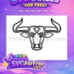 Free Strong Curved Horns Free Tribal Style Black Bull Head Free SVG - Instant Download