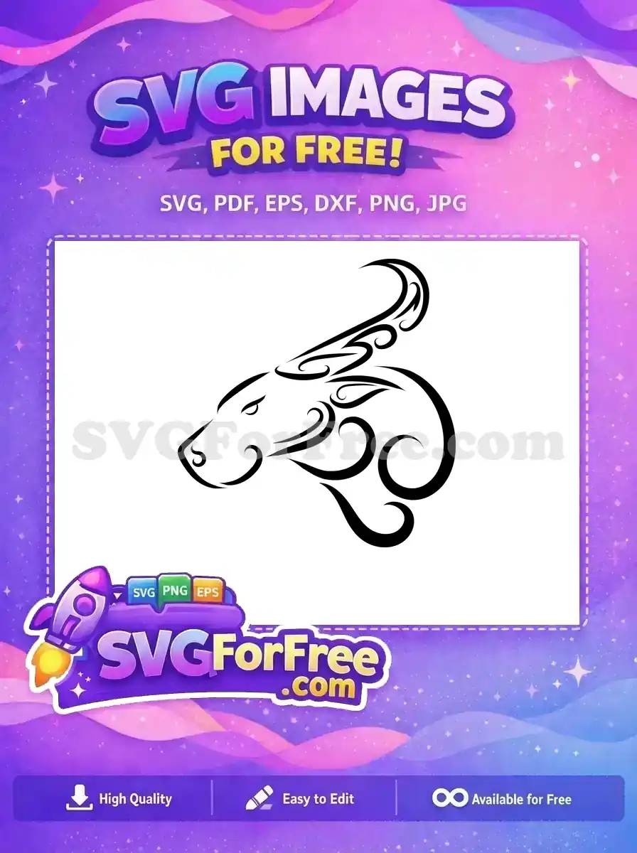 Free Tribal Bull Head Free Curved Swirl Horns Cow Bull Free SVG