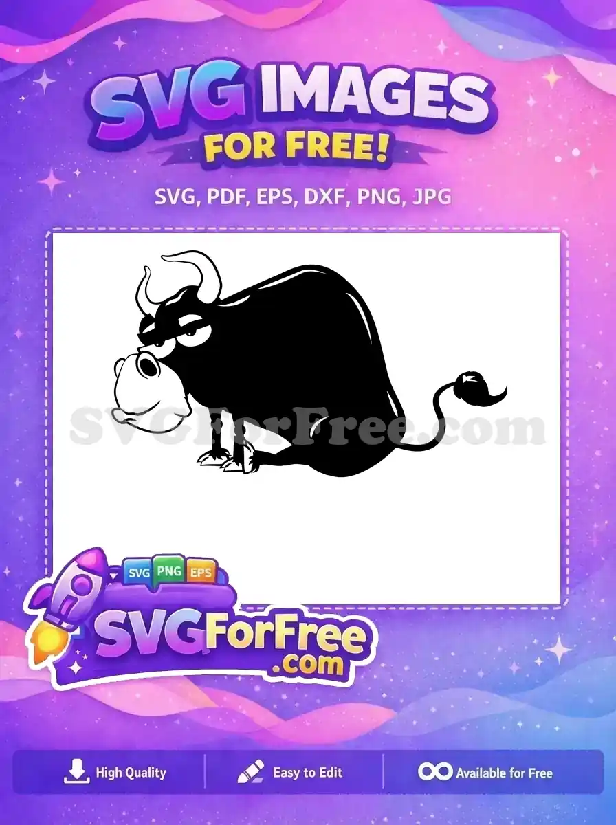Free Grumpy Black Bull Free Sitting Cartoon Character Ferdinand Free SVG