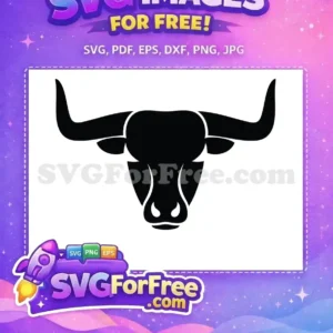 Free Black Bull Head Free Strong Horns Design Cow Bull Free SVG 1