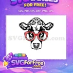 Free Red Polka Dot Glasses Free Hipster Cow Bull Free SVG - Instant Download