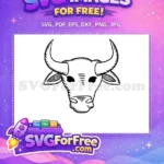 Free Black Outline Horned Free Simple Farm Animal Bull Head Design Free SVG - Instant Download