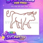 Free Brown Rustic Bull Free Strong Horned Animal Farm Design Free SVG - Instant Download