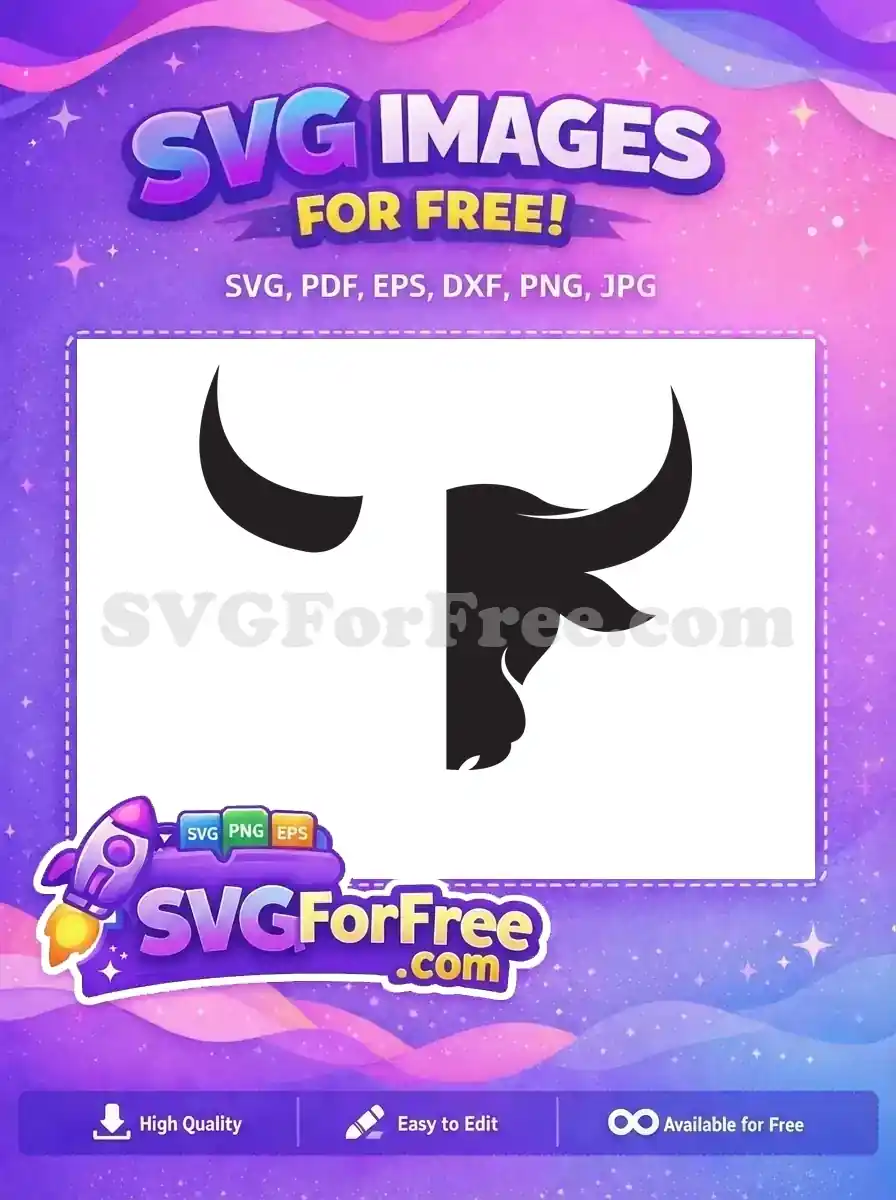 Free Black Bull Head Free Majestic Horns Design Powerful Wildlife Free SVG