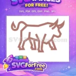 Free Geometric Style Free Muted Brownish Pink Cow Bull Free SVG - Instant Download