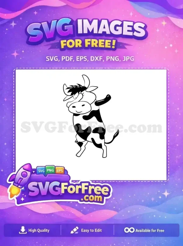 Free Happy Dabbing Cow Free Black Spotted Playful Cow Bull Free SVG