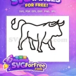 Free Simple Standing Free Strong Horned Bull Design Free SVG - Instant Download