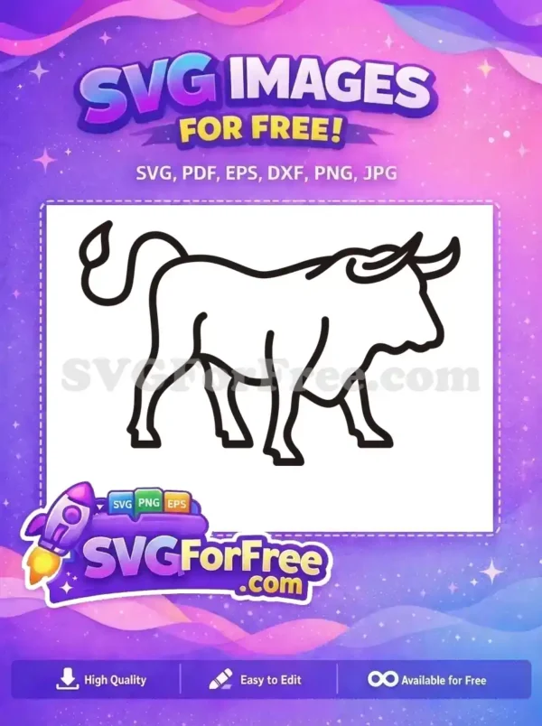 Free Simple Standing Free Strong Horned Bull Design Free SVG Free Simple Standing Free Strong Horned Bull Design Free SVG