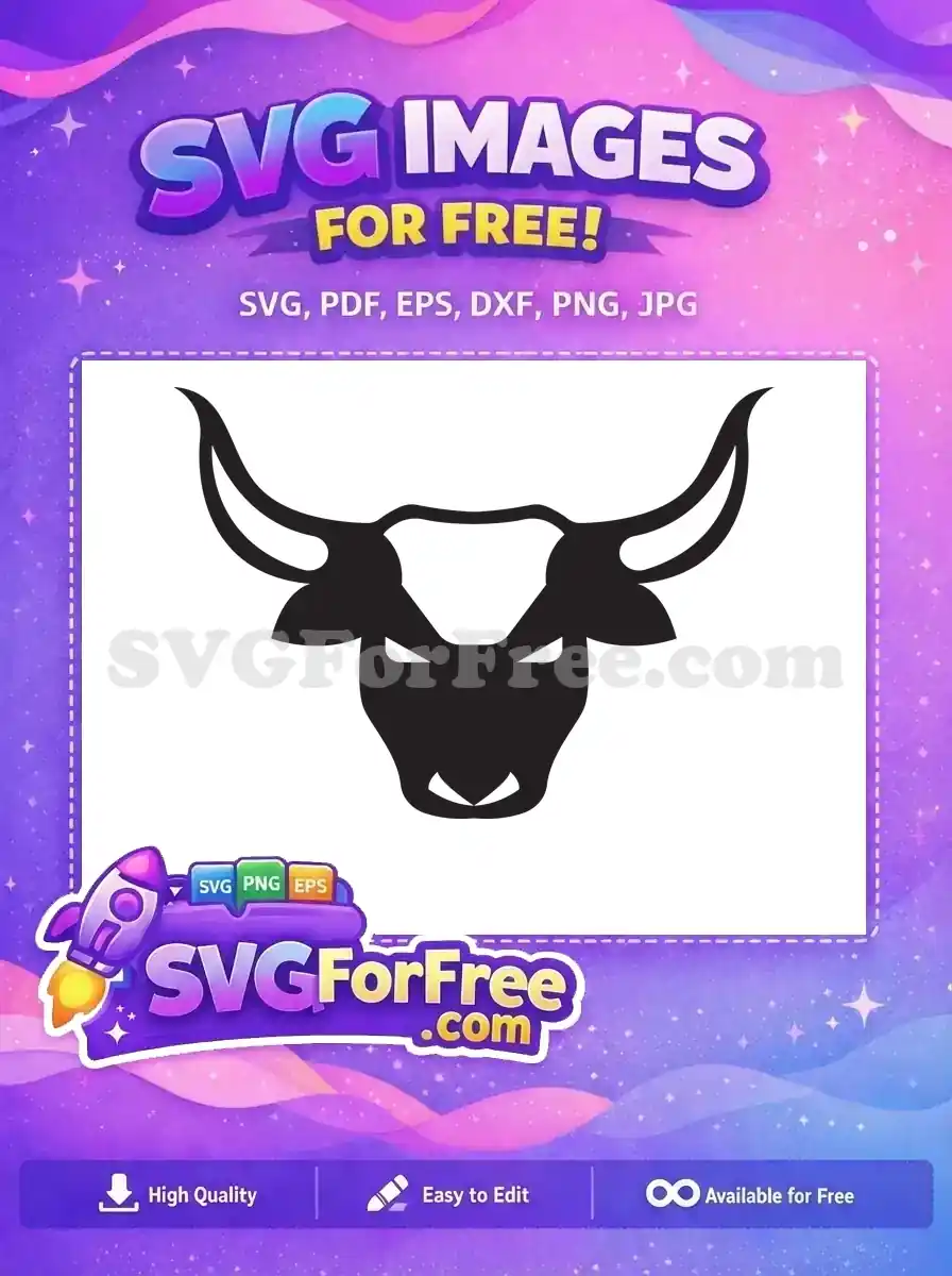 Free Angry Black Free Horned Bull Cow Design Free SVG