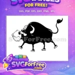 Free Grumpy Black Free White Horns Cow Bull Free SVG - Instant Download