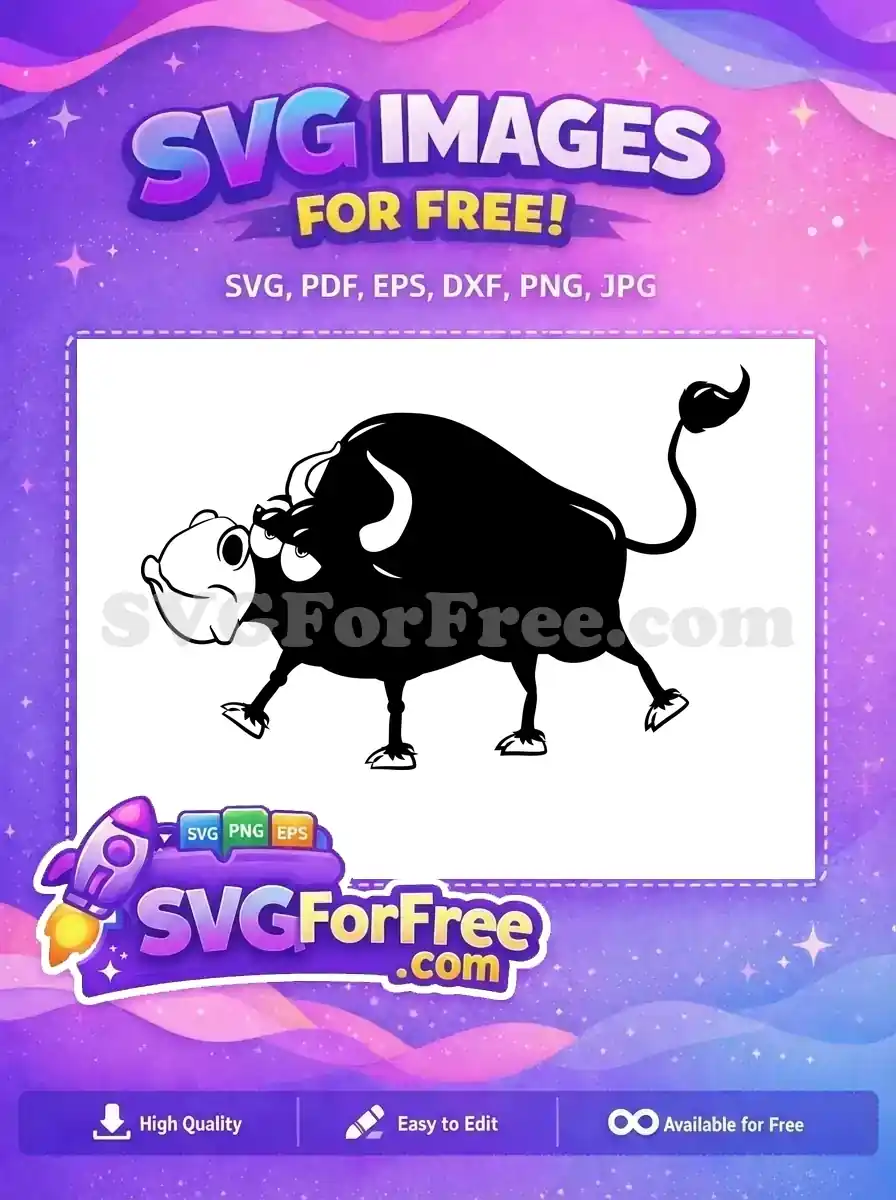 Free Grumpy Black Free White Horns Cow Bull Free SVG