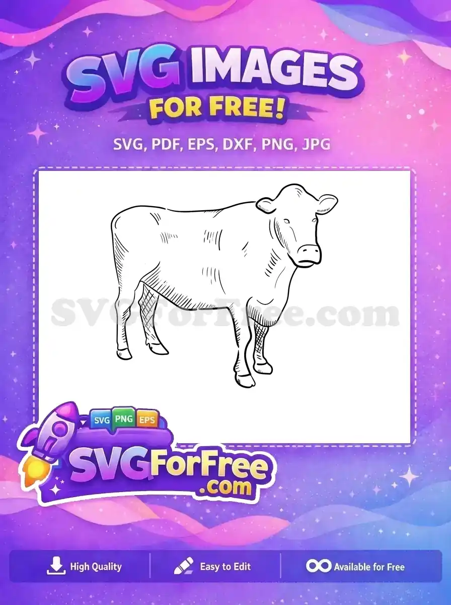 Free Standing Bull Outline Free Sketchy Line Art Cow Bull Free SVG