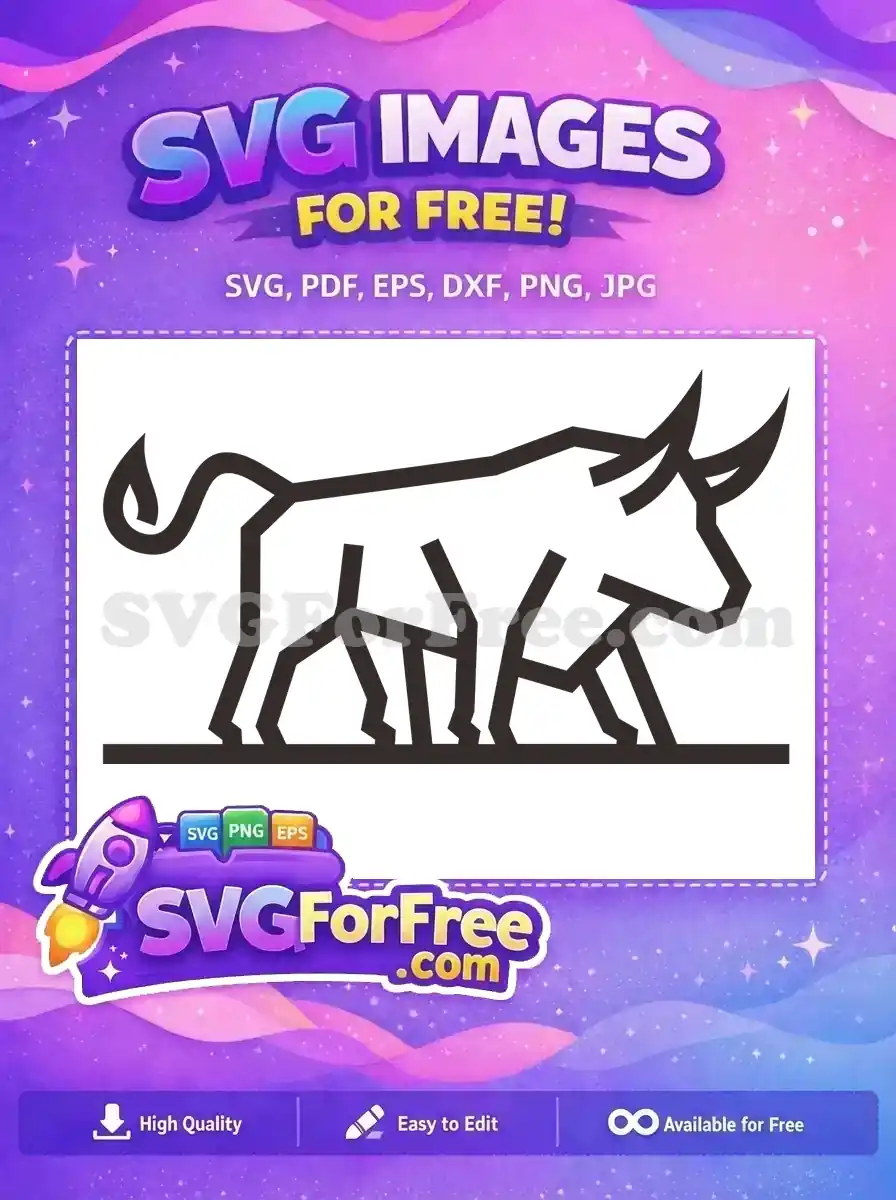 Free Black Geometric Bull Free Strong Line Art Cow Bull Free SVG