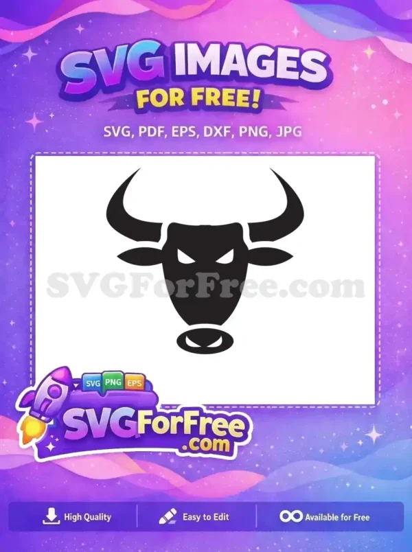 Free Angry Black Bull Silhouette Free Fierce Cow Mascot Logo Free SVG