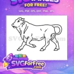 Free Sturdy Walking Bull Free Strong Farm Animal Cow Bull Free SVG - Instant Download