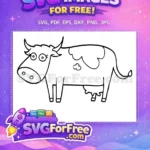 Free Line Art Cow Free Black Outline with Spots Cow Bull Free SVG - Instant Download