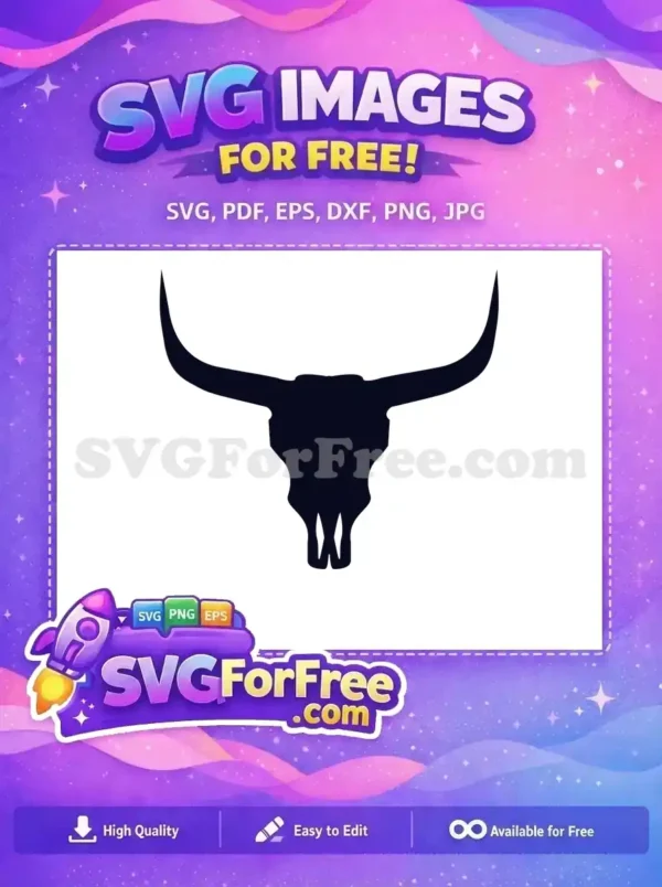 Free Dark Bull Skull Free Ranch Cow Head Western Decor Free SVG